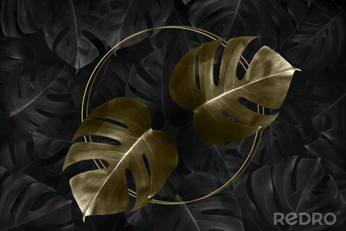 Bild XXL Blätter auf dunklem Hintergrund
