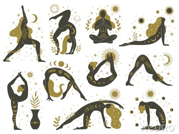 Bild Yoga-Stellungen auf weißem Hintergrund