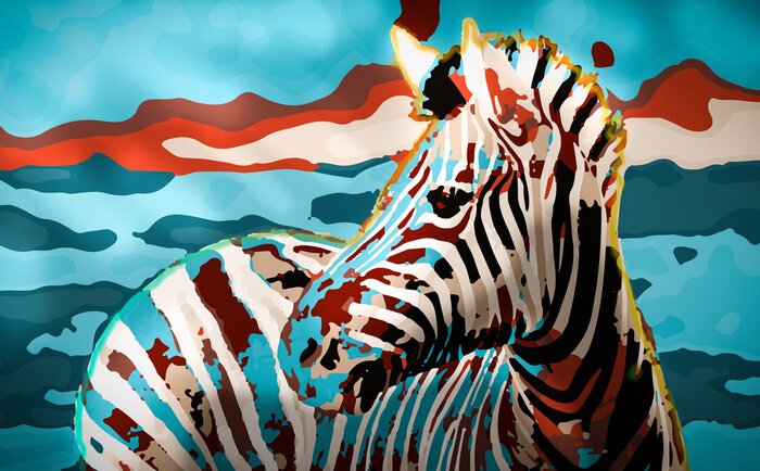 Bild Zebra Buntes gemalt