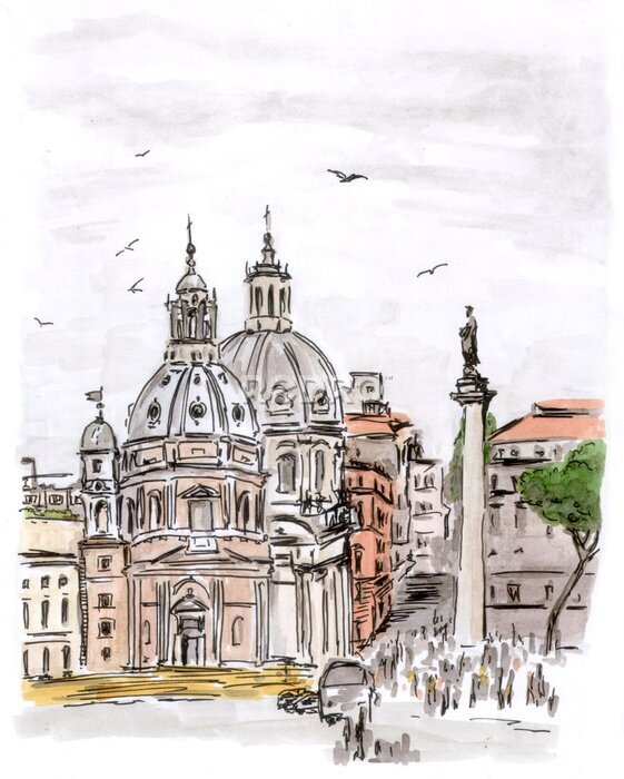 Bild Zeichnung des Marktes in Rom