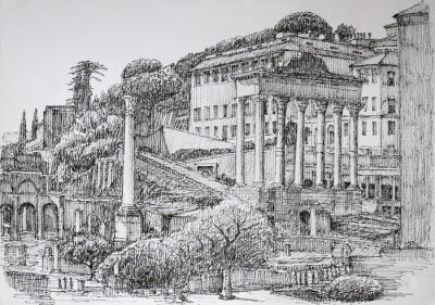 Bild Zeichnung von Forum Romanum