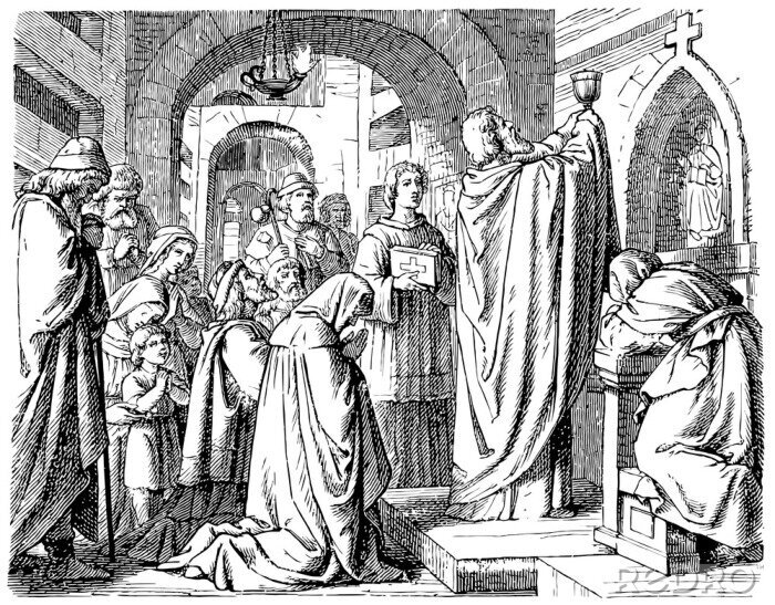 Bild Zeigte Gottesdienst in den Katakomben von Rom