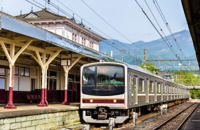 Zug am japanischen Bahnhof