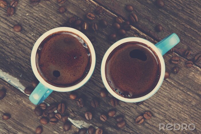 Bild Zwei blaue Becher Kaffee