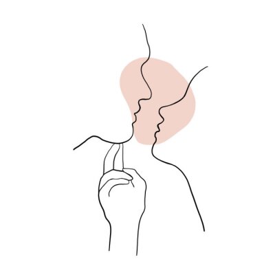 Poster Zwei Gesichter im Strichzeichnungsstil