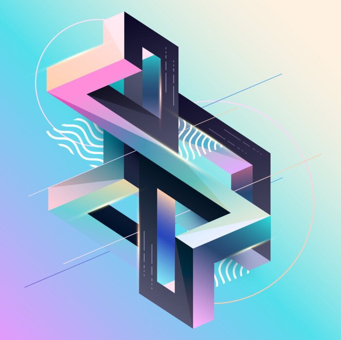 Fototapete 3d abstrakte Grafik mit lila und blauen Farben