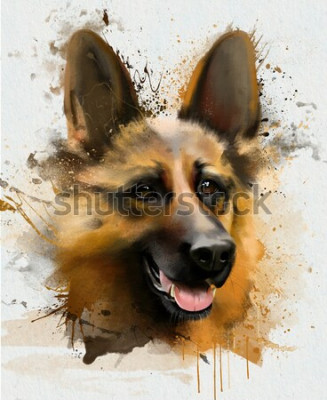 Fototapete 3D-Aquarell-Hund