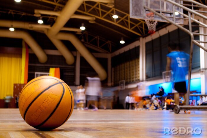 Fototapete 3D Basketball am Spielfeld