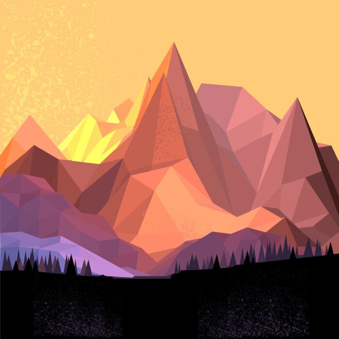 Fototapete 3D Effekt Landschaft mit Bergen