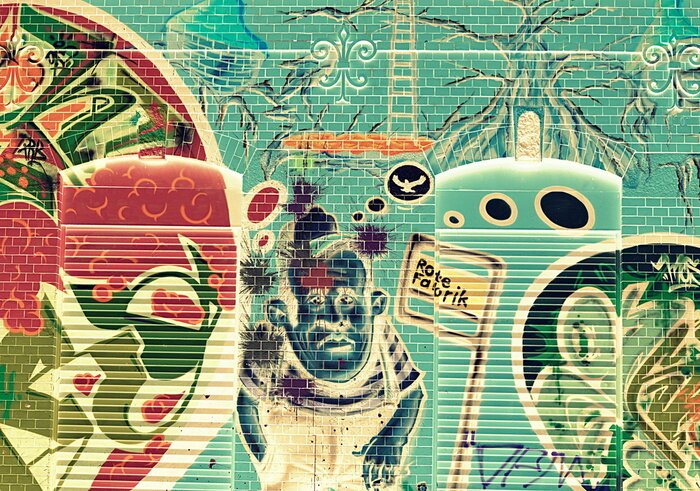 Fototapete 3D Graffiti an der Mauer