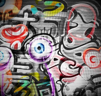 Fototapete 3D Graffiti farbenfroh-grau