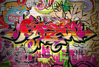 Fototapete 3D Graffiti in Farbe