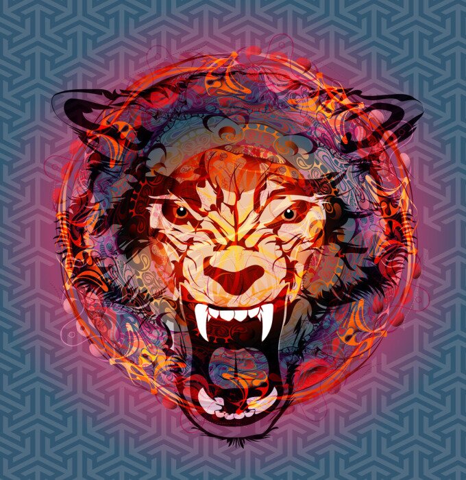 Fototapete 3D-Grafik Illustration Wolf