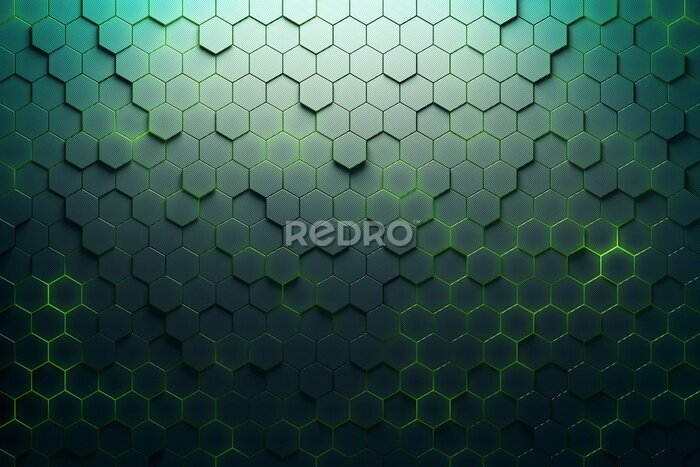 Fototapete 3D-grünes Wabenmuster