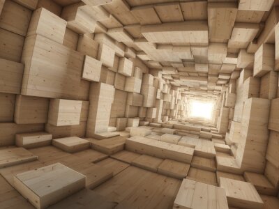 Fototapete 3D-Holztunnel
