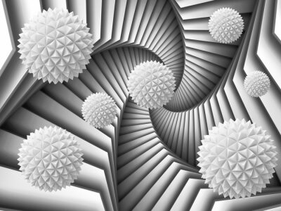 Fototapete 3D-Illustration einer Spirale mit Kugeln