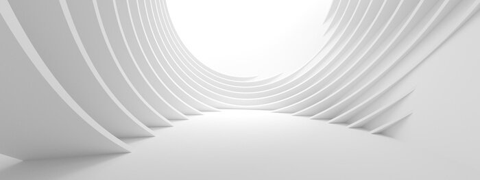 Fototapete 3d Illustration of White Circular Building. Modern Geometric Wallpaper. Futuristic Technology Design