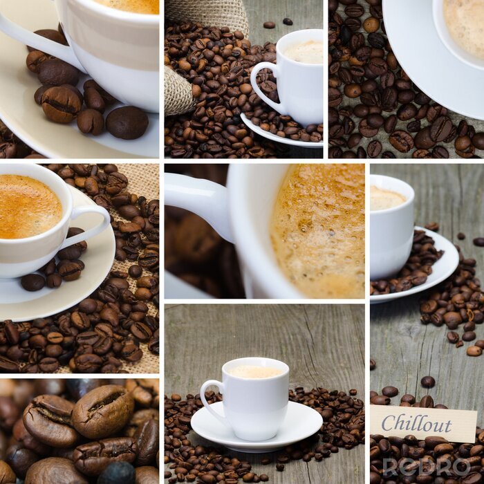 Fototapete 3D Kaffee auf Collage