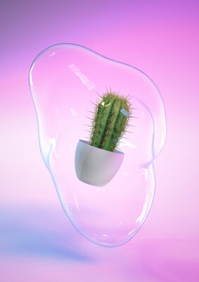 3d Kaktus in einer Wasserblase
