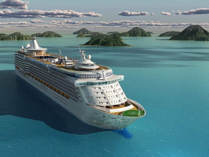 Fototapete 3d-Kreuzfahrtschiff auf See