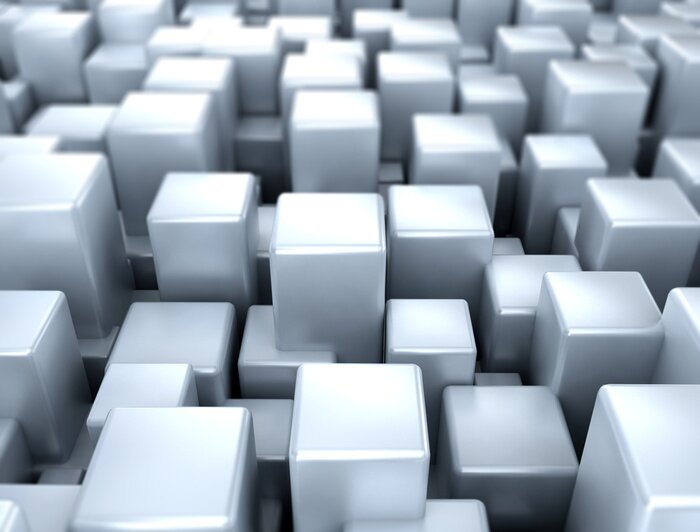 Fototapete 3D Kuben aus Metall