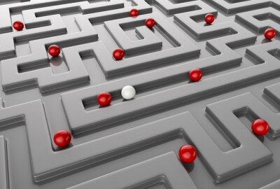 Fototapete 3D Kugeln im grauen Labyrinth