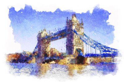 Fototapete 3D London in Aquarell