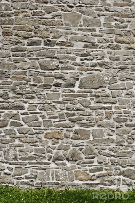Fototapete 3D Mauer aus grau-beigen Steinen