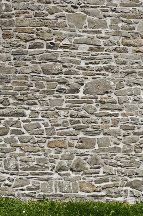 Fototapete 3D Mauer aus grau-beigen Steinen