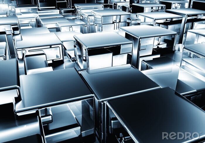 Fototapete 3D Metallwürfel