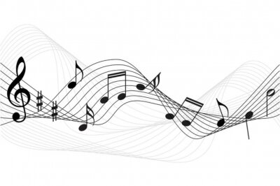 Fototapete 3D Musik auf den fünf Notenlinien