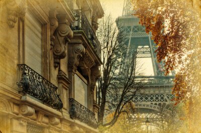 Fototapete 3D Paris im Vintage-Stil