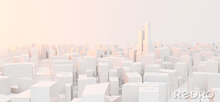 Fototapete 3D Rendering Of Low Poly Modern City