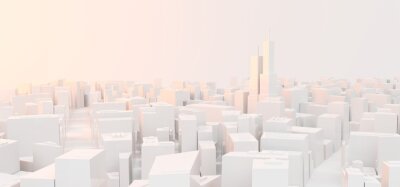 Fototapete 3D Rendering Of Low Poly Modern City