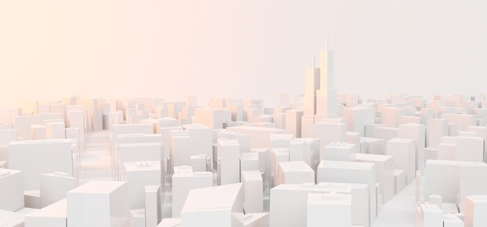 Fototapete 3D Rendering Of Low Poly Modern City
