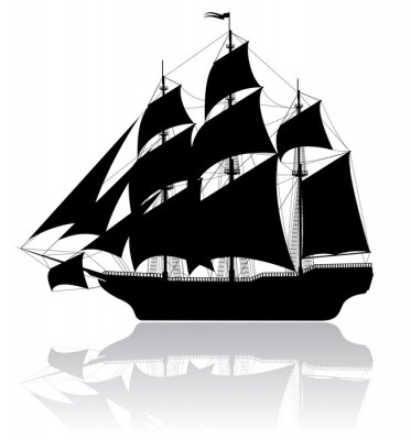 Fototapete 3d schwarz-weißes Schiff