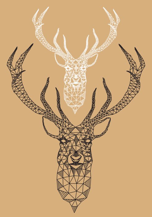 Fototapete 3D skandinavischer Stil mit Hirsch