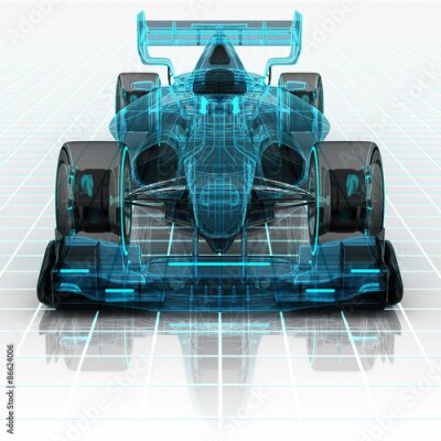 Fototapete 3D-technische Zeichnung eines Autos