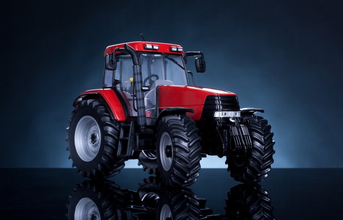 Fototapete 3d-Traktor auf schwarzem Hintergrund