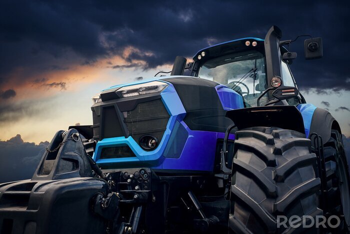Fototapete 3d Traktor blau
