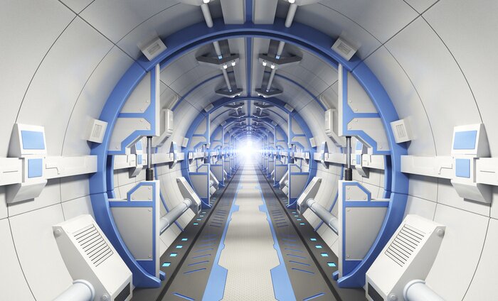 Fototapete 3D-Tunnel am Raumschiff