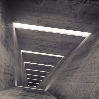Fototapete 3D Tunnel aus dunklem Beton