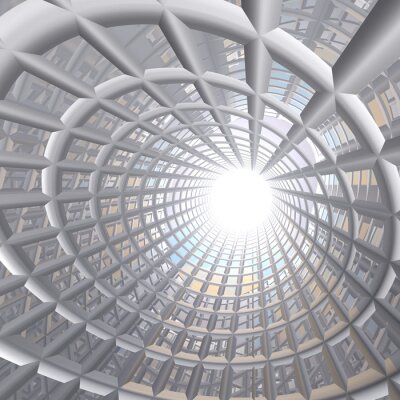 Fototapete 3D Tunnel aus geometrischem Gitter
