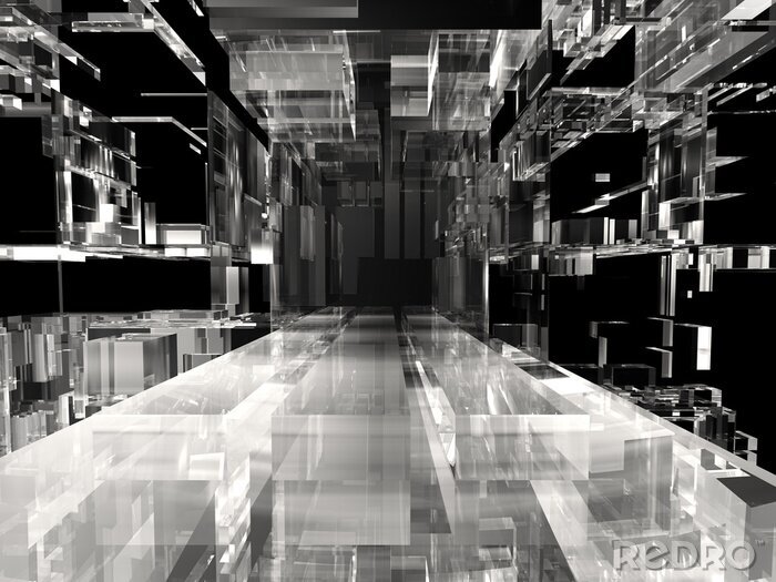 Fototapete 3D Tunnel aus Glas