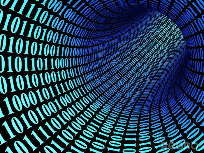 Fototapete 3D Tunnel Binärcode