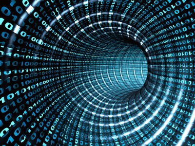 Fototapete 3D Tunnel mit Binärcode