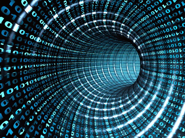 Fototapete 3D Tunnel mit Binärcode