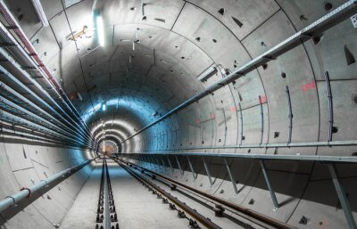 Fototapete 3D Tunnel mit blauem Licht