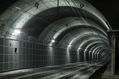 Fototapete 3D-Tunnel mit Eisenbahngleisen