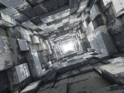 Fototapete 3D-Tunnel mit Geometrie